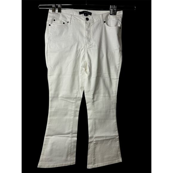 Denim 24/7 Denim - Denim 24/7 Womens White Crop Flare‎ Jeans Plus Size 12W